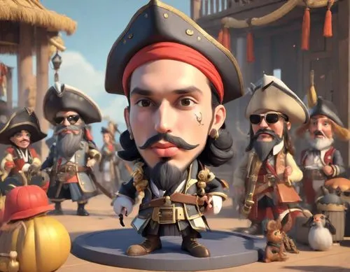 pirate,pirates,pirate treasure,conquistador,musketeer,don quixote,admiral von tromp,gnome,scandia gnome,piracy,napoleon bonaparte,jolly roger,mutiny,sultan,disney character,vendor,merchant,east indiaman,the sandpiper general,key-hole captain,Digital Art,3D