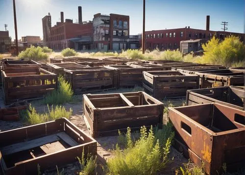 brickyards,packinghouse,lumberyard,microhabitats,railyards,gowanus,roof garden,brownfields,cannery,lumberyards,wooden pallets,brownfield,warehouses,pallets,apiary,auraria,hudson yard,farm yard,greenmarket,freight depot,Illustration,American Style,American Style 15