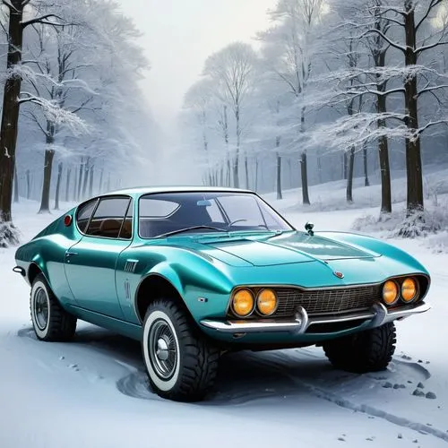 lotus elite,aston martin v8 vantage (1977),matra 530,alpine a110,jensen interceptor,daimler sp250,1700gt,ferrari daytona,iso grifo,triumph gt6,jaguar xjs,christmas retro car,berlinetta,fiat 124 sport spider,alfa romeo montreal,lamborghini jarama,alpine a310,fiat 124 coupé,bmw 507,lotus europa,Conceptual Art,Fantasy,Fantasy 30