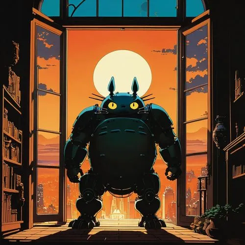 tetsujin,house silhouette,spiegelman,man silhouette,alphonse,uderzo,Conceptual Art,Sci-Fi,Sci-Fi 19