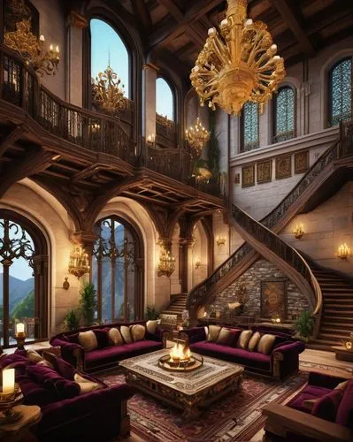 ornate room,luxury home interior,fireplaces,fireplace,sitting room,loft,dreamhouse,living room,inglenook,mansion,beautiful home,livingroom,fire place,interior design,dandelion hall,wooden beams,interiors,great room,interior decor,house in the mountains,Art,Classical Oil Painting,Classical Oil Painting 04