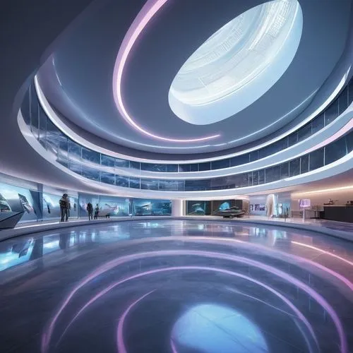 futuristic art museum,futuristic landscape,futuristic architecture,infinity swimming pool,spaceship interior,ufo interior,sky space concept,mercedes-benz museum,floor fountain,blavatnik,arcology,spaceship space,spaceport,tron,planetariums,whirlpools,lotusphere,virtual landscape,silico,long exposure light,Conceptual Art,Fantasy,Fantasy 18