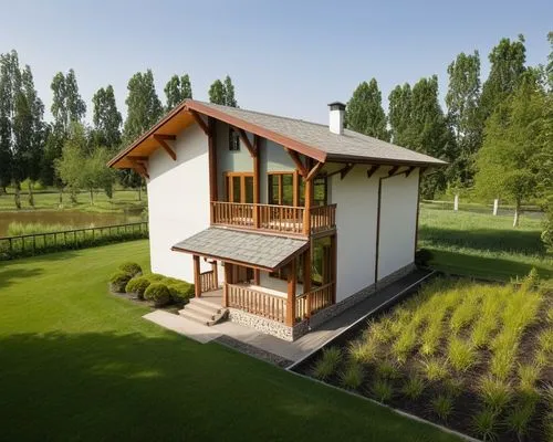 passivhaus,willerby,wooden house,grass roof,inverted cottage,electrohome,Photography,General,Realistic