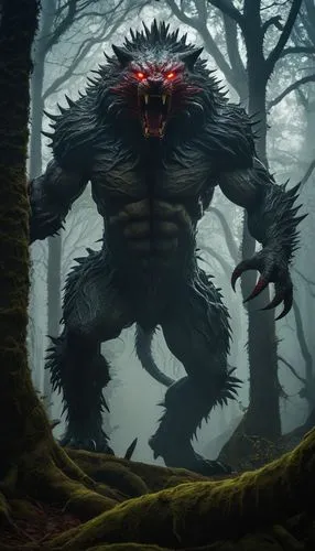 krampus,forest king lion,werewolf,werewolves,wolfman,supernatural creature,black warrior,dark-type,monster,nine-tailed,king kong,black dragon,flesh eater,predator,brute,forest animal,temperowanie,leopard's bane,creature,daemon,Conceptual Art,Daily,Daily 26