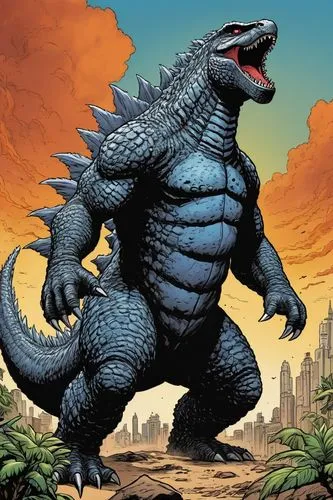 upazilla,godzilla,kaijuka,zilla,anguirus,gamera,Illustration,American Style,American Style 13