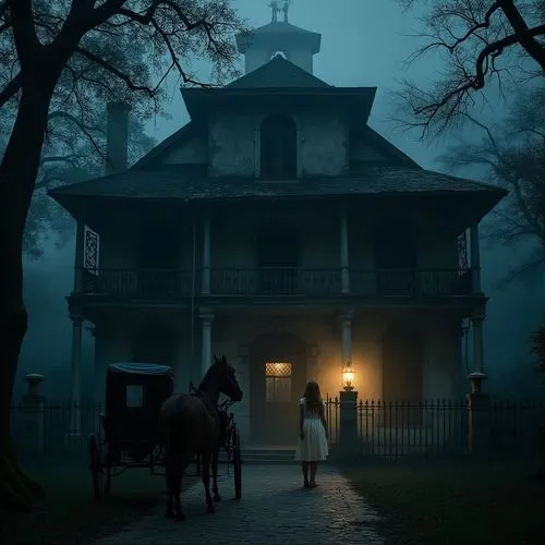 the haunted house,house silhouette,haunted house,horse stable,creepy house,ravenswood