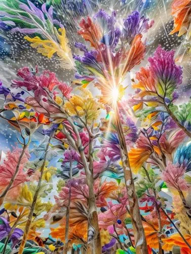 colorful tree of life,watercolor tree,psychedelic art,flower tree,magic tree,kaleidoscope art,tree of life,blossom tree,fairy world,kaleidoscopic,glass painting,flower painting,tapestry,flourishing tree,silk tree,lsd,painted tree,colorful leaves,splendor of flowers,tropical tree