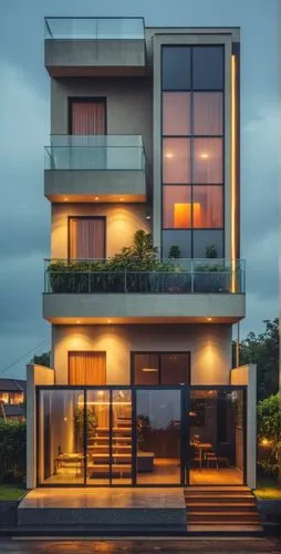 2d house elevation to make 3d skatchup house elvation right side full hight glass and eft side door & Projection with glass ralling,an architectural house with an unusual exterior design,modern house,