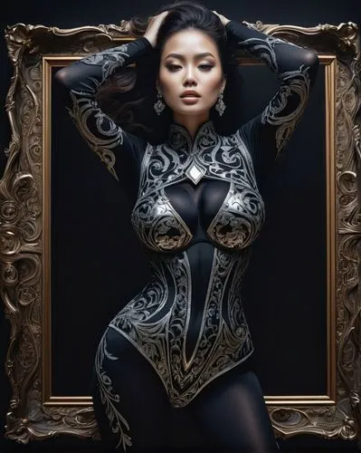 asian woman,asian vision,photo session in bodysuit,asian costume,bodypaint,bodypainting,plus-size model,hourglass,asian girl,vintage asian,body painting,breastplate,bodysuit,oriental princess,burlesque,asian,art model,oriental girl,corset,asian culture