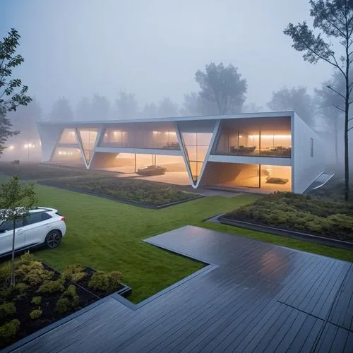 modern house,modern architecture,forest house,cubic house,cube house,dunes house,futuristic architecture,house in the forest,foggy landscape,house in mountains,roof landscape,dreamhouse,snohetta,house