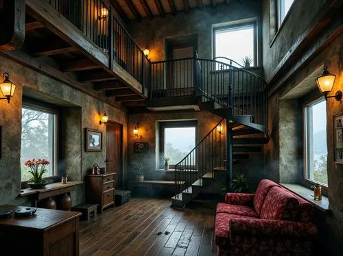 wooden stairs,upstairs,the cabin in the mountains,outside staircase,staircase,wooden stair railing,winding staircase,front porch,staircases,log home,chalet,wooden beams,loft,beautiful home,cabin,banisters,porch,dreamhouse,stairs,great room