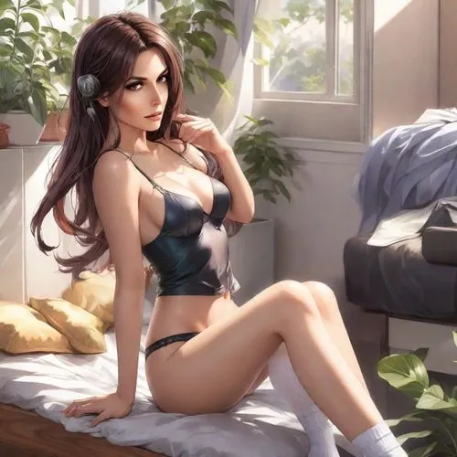 reya,tropico,mila,caitlyn,katarina,vidya,Digital Art,Anime