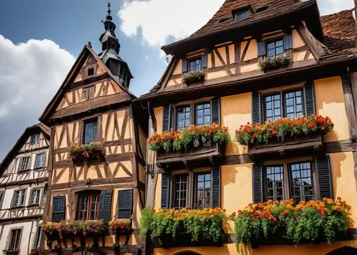 colmar,colmar city,half-timbered houses,half-timbered house,alsace,timbered,wissembourg,strasbourg,half-timbered wall,timber framed building,rothenburg,half timbered,hildesheim germany,butzbach,herborn,eguisheim,rothenburg of the deaf,franconian,auberge,mosbach,Art,Classical Oil Painting,Classical Oil Painting 36