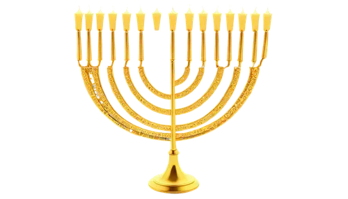 Menorah, 7-branch candelabrum, golden metal, intricate design, Hebrew letters, shiny surface, soft glow, warm lighting, 3/4 composition, shallow depth of field, cinematic lighting, detailed texture, r