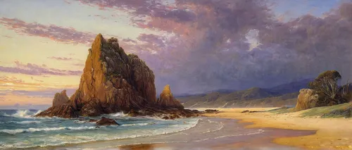 coastal landscape,beach landscape,landscape with sea,thomas moran,sea landscape,lev lagorio,rocky coast,seascape,navajo bay,the twelve apostles,cliffs ocean,cliff beach,cliff coast,sea stack,mountain beach,twelve apostles,rocky beach,beach scenery,seascapes,frederic church,Art,Classical Oil Painting,Classical Oil Painting 13