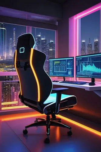 new concept arms chair,blur office background,office chair,neon human resources,cybercafes,computer room,desk,neon,computer workstation,neon light,computable,3d render,pink vector,neon lights,modern office,chair png,cyberpatrol,cyberscene,desks,3d background,Illustration,Vector,Vector 04