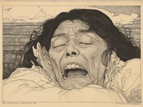 cool woodblock images,scared woman,woodblock prints,dead bride,woman eating apple,woman's face,alfons mucha,child crying,anguish,half-mourning,depressed woman,woman on bed,lover's grief,woman face,japanese woman,japanese art,baby crying,woodcut,the sleeping rose,of mourning,Illustration,Black and White,Black and White 28