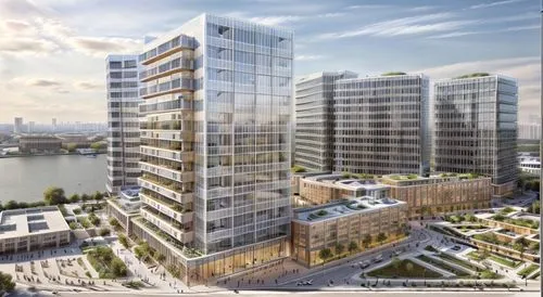 An apartent building in an urban enviroment,hoboken condos for sale,barangaroo,inlet place,hudson yards,homes for sale in hoboken nj,skyscapers,mixed-use,croydon facelift,kirrarchitecture,new housing 