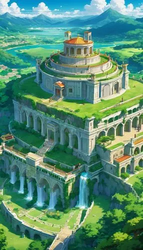 artemis temple,ancient city,the ancient world,civ,kanto,panagora,Illustration,Japanese style,Japanese Style 03