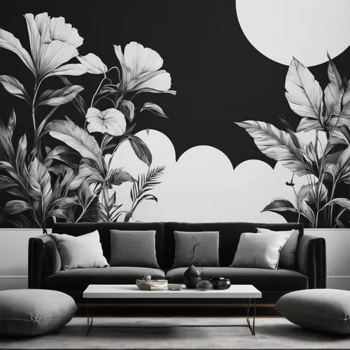 flower wall en,contemporary decor,modern decor,wall sticker,wall decoration,floral mockup,black and white pattern,wall painting,art deco background,decor,wall decor,interior decor,flower painting,interior decoration,floral composition,sofa set,wall art,decorates,decorative art,tropical floral background,Conceptual Art,Daily,Daily 01