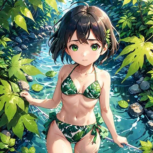 niijima,midori,makoto,himawari,kitakami,summer background,hideyoshi,chikuma,green water,fubuki,kanan,pinya,honolulu,takagaki,summer swimsuit,green summer,saeeda,tropical greens,sinon,kururi,Anime,Anime,Realistic