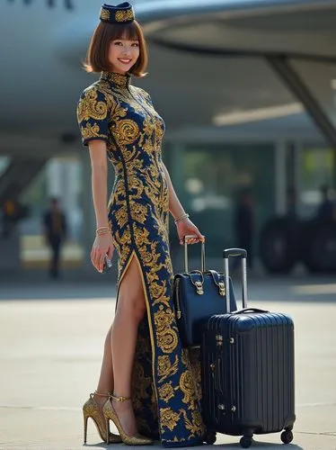 stewardess,luggages,luggage,kebaya,japanese woman,cheongsam,Photography,Fashion Photography,Fashion Photography 03