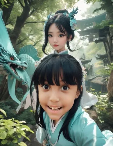 hanbok,world digital painting,japanese icons,studio ghibli,digital painting,3d fantasy,chinese icons,kids illustration,dragon li,goki,fantasy portrait,happy children playing in the forest,little boy and girl,korea,tsukemono,game illustration,mulan,korean folk village,japanese kawaii,asian vision,Photography,Natural