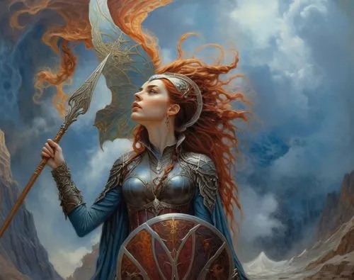 an oil painting on canvas of a beautiful woman with wings,heroic fantasy,sigyn,sorceror,fnm,mordenkainen,boudica,Illustration,Realistic Fantasy,Realistic Fantasy 03