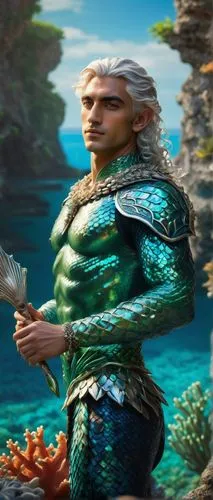 male elf,aquaman,sea god,merfolk,merman,god of the sea,sea man,green mermaid scale,bordafjordur,mermaid scales background,mermaid scales,male character,mergus,dunun,yuvarlak,cullen skink,poseidon,el mar,kadala,elaeis,Art,Classical Oil Painting,Classical Oil Painting 19