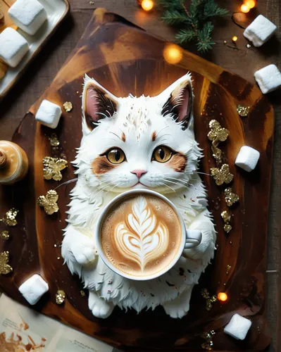 cat coffee,macchiato,latte art,cat drinking tea,cute coffee,tea party cat,latte,cappuccino,christmas cat,mocaccino,cat's cafe,coffee background,café au lait,cup of cocoa,hot drinks,hot drink,coffee art,cortado,coffee break,coffee with milk,Photography,Artistic Photography,Artistic Photography 05