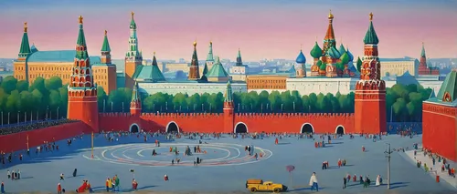 the red square,the kremlin,red square,kremlin,saint basil's cathedral,basil's cathedral,the palace of culture,palace square,moscow city,republic square,palace of parliament,khokhloma painting,tivoli,grand master's palace,city palace,moscow,heroes ' square,peter-pavel's fortress,russian folk style,people's palace,Art,Artistic Painting,Artistic Painting 26