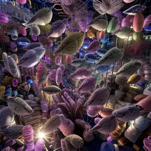 fractal environment,mandelbulb,virtual landscape,paper flower background,fairy world,lotuses,coral reef,sea of flowers,3d fantasy,grand bazaar,vivid sydney,psychedelic art,fairy lanterns,fairy forest,jellyfish collage,night-blooming cactus,flying seeds,panoramical,bird kingdom,kahila garland-lily