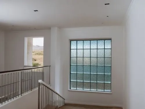 a house with a staircase, windows and a railing,window with sea view,balustrades,ventanas,electrochromic,transparent window,outside staircase