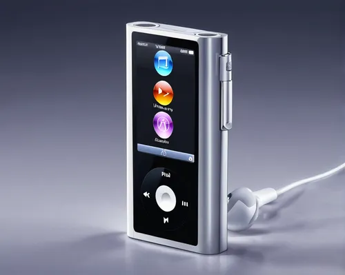 Describe the sleek design and impressive features of the iPod Nano.,ipod nano,audio player,bluetooth headset,walkman,mp3 player,portable media player,ipod touch,earphone,mp3 player accessory,mobile ph