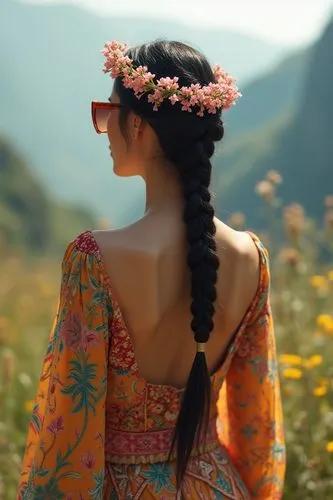 girl in flowers,beautiful girl with flowers,flower crown,vietnamese woman,mongolian girl,flower garland