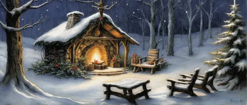 christmas scene,christmas landscape,winter house,winter village,nordic christmas,snow scene,christmas manger,christmas fireplace,christmas snowy background,snowhotel,warm and cozy,nativity village,christmas house,christmas lantern,snow shelter,winter background,christmas town,fairy house,christmas village,christmas room,Illustration,Realistic Fantasy,Realistic Fantasy 14