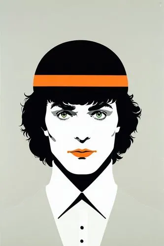 a minimalist illustration for A Clockwork Orange movie ,numan,pop art style,gotye,vector girl,molko,fashion vector,pop art woman,tsvetaeva,sagmeister,musidora,art deco woman,vector graphic,pop art gir