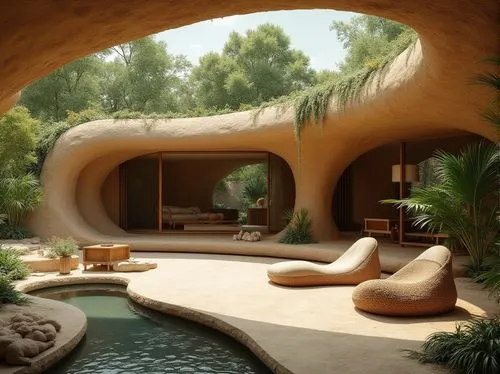 superadobe,earthship,3d rendering,dunes house,dorne,biomes,igloos,paleoenvironment,tropical house,temazcal,desert landscape,3d rendered,mid century house,seclude,futuristic landscape,tatooine,mid century modern,3d render,huacachina oasis,cabana,Photography,General,Realistic