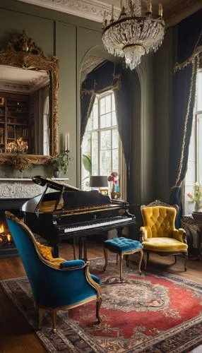 grand piano,steinway,the piano,steinways,biedermeier,boesendorfer,bechstein,bosendorfer,piano,ritzau,rococo,piano bar,pianoforte,ornate room,fortepiano,royal interior,rosenkavalier,concerto for piano,victorian room,chaise lounge,Illustration,American Style,American Style 14