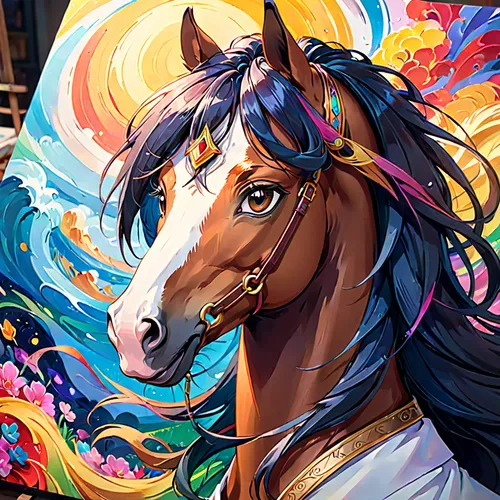 colorful horse,painted horse,unicorn art,unicorn background,carnival horse,equine,portrait animal horse,rainbow unicorn,unicorn,dream horse,carousel horse,horse,fire horse,golden unicorn,a horse,constellation unicorn,unicorn and rainbow,laughing horse,colorful foil background,pegasus,Anime,Anime,Realistic