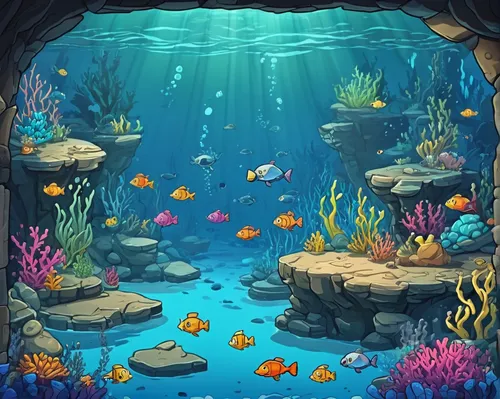 aquarium,underwater background,underwater oasis,coral reef,underwater landscape,aquarium decor,under the sea,ocean floor,ocean underwater,aquariums,mermaid background,cartoon video game background,sea cave,underwater playground,school of fish,underwater world,aquaculture,aquarium inhabitants,marine tank,under sea,Illustration,Japanese style,Japanese Style 07