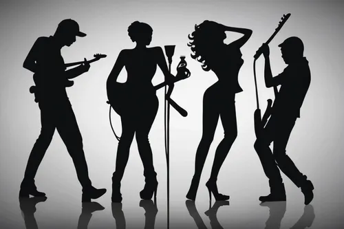 perfume bottle silhouette,women silhouettes,jazz silhouettes,rock band,mannequin silhouettes,music band,silhouette art,fashion vector,musicians,art silhouette,musical ensemble,singers,dance silhouette,music fantasy,girl group,music on your smartphone,liveband,backing vocalist,rock music,string instruments,Illustration,Black and White,Black and White 31