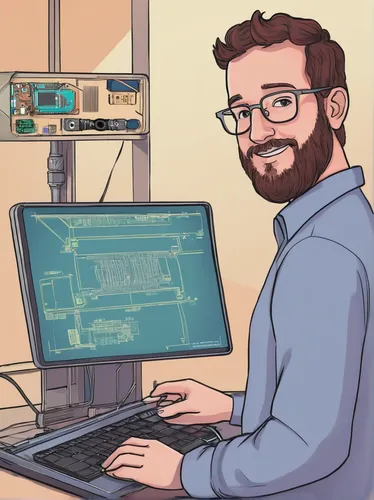 Illustrate how a system bus facilitates the transfer of data and instructions within a computer.,sysadmin,hardware programmer,man with a computer,programmer smiley,programmer,web developer,computer to