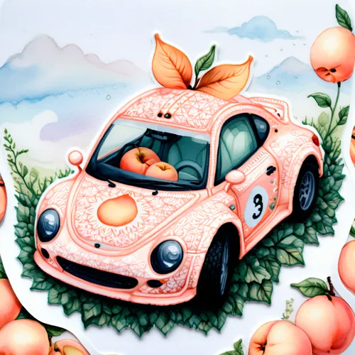 fruit car,cartoon car,flower car,dormobile,fiat 500 giardiniera,volkswagen beetle,watermelon painting,pink car,car drawing,vw beetle,rose beetle,volkswagen new beetle,apple harvest,illustration of a car,fiat 500,fiat500,frutti di bosco,leaf beetle,fiat 518,two-point-ladybug,Illustration,Abstract Fantasy,Abstract Fantasy 11