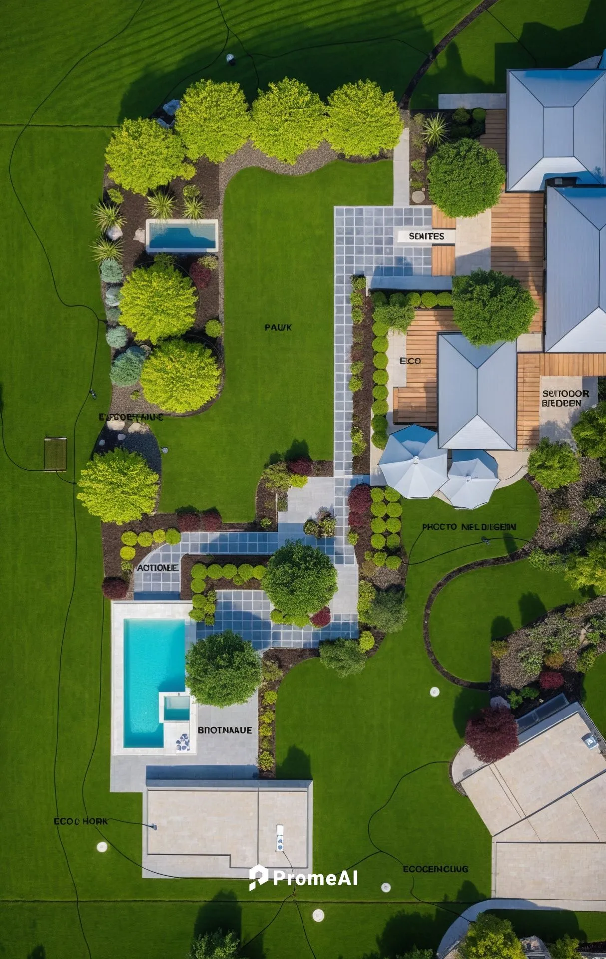 Landscape Design,this is an aerial s of a house and swimming pool,suburban,suburbia,landscaped,landscape design sydney,garden design sydney,green lawn,Photography,General,Realistic