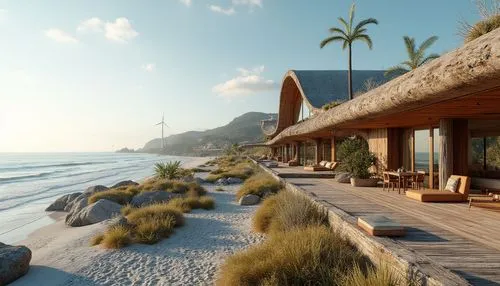 cryengine,beachfront,dunes house,render,oceanfront,shorefront,floating huts,seaside view,wood and beach,shoreside,3d rendering,windward,beach resort,holiday villa,seaside resort,moorea,beachside,house by the water,amanresorts,beach house,Photography,General,Realistic