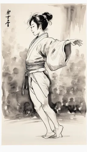 woman walking,japanese woman,japanese art,cool woodblock images,sambo (martial art),little girl in wind,geisha girl,girl walking away,geisha,shakuhachi,mulan,aikido,taijiquan,sprint woman,throwing leaves,senso-ji,woman playing,wuchang,sumo wrestler,oriental painting,Illustration,Paper based,Paper Based 30