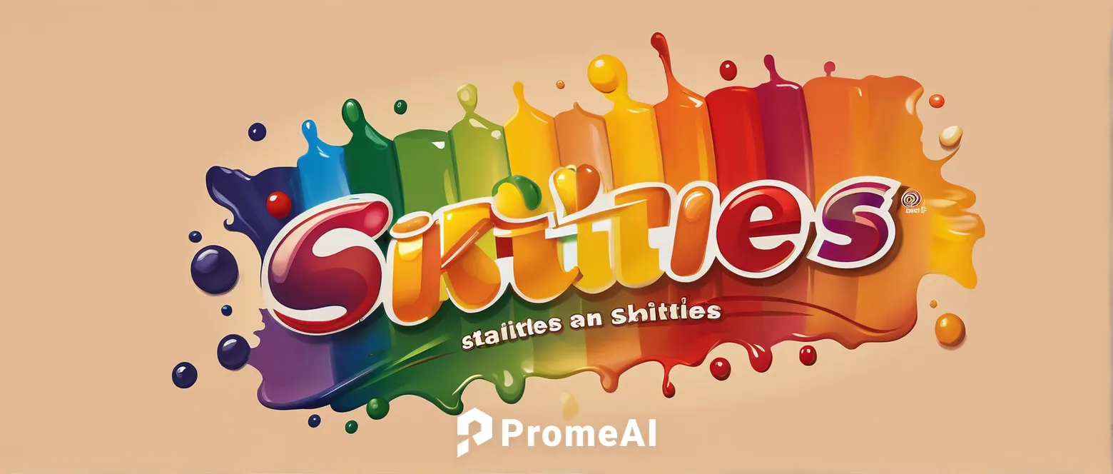 Craft an elegant skittles logo with a delicate and refined look.,skittles (sport),cd cover,smarties,colorfulness,comatus,cornales,esquites,skittles,romeritos,colorful foil background,wafers,croissante