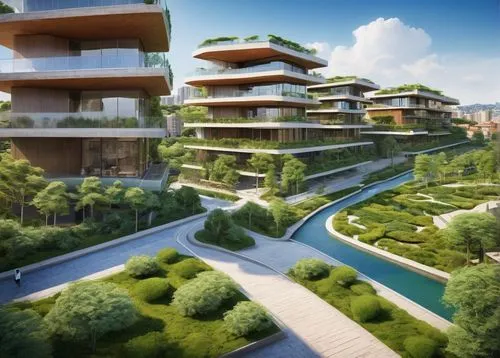 ecotopia,ecovillages,terraformed,futuristic architecture,landscaped,futuristic landscape,ecovillage,ecological sustainable development,inmobiliaria,europan,urban development,interlace,greentech,asian architecture,planta,3d rendering,terraces,suburbanized,seasteading,xerfi,Art,Classical Oil Painting,Classical Oil Painting 22