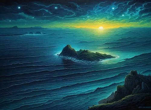 amazing painting ,seascape,sea landscape,samudra,navajo bay,ocean background,an island far away landscape,coastal landscape,el mar,ocean waves,senja,wieslaw,landscape with sea,kalalau,hildebrandt,fant